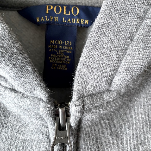 POLO Ralph Lauren Dark Gray Heather Zip Front Hoodie SZ M (10-12) - Picture 3 of 6